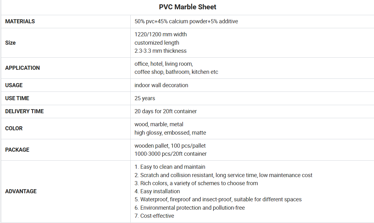 pvc marble sheet 